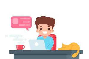 Man Working from Home in Cartoon Style vector