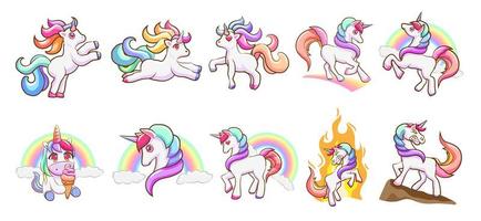 Rainbow Unicorn Set  vector
