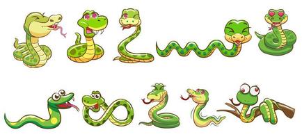 conjunto de dibujos animados de serpiente vector