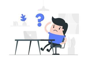 Cartoon Man Confused while Working vector