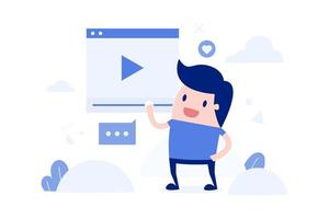 Cartoon Man Streaming Live Video vector