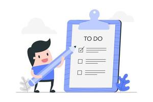 Cartoon Man with To Do List on Clipboard vector