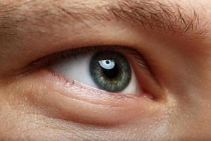 Male right green eye extreme closeup photo