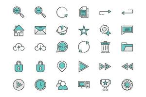 iconos esenciales de aplicaciones y web vector