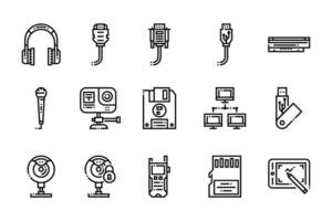 iconos de computadora y elementos electrónicos vector