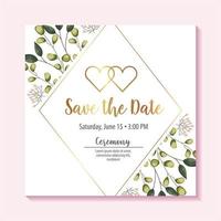 Save the date card with leaves  vector