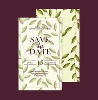 Save the date card with leaves vector