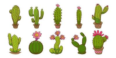 Cartoon Cactus Vector PNG Images, Cactus Green Cartoon Cactus