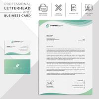 Green Wavy Modern Letterhead and Business Card vector