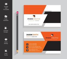 tarjeta de visita de diseño de ángulo naranja, blanco y negro vector