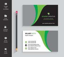 Green and Black Curve Design Business Card vector