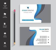 Blue and Grave Dynamic Wave Business Card vector