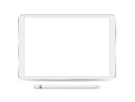 tableta con pantalla en blanco y lápiz vector