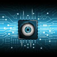 Futuristic Eye for Security on Micro Chip Pattern vector