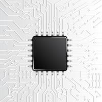 microchip negro en patrón de circuito blanco vector