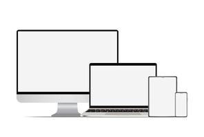 conjunto de computadora, computadora portátil, tableta y teléfono inteligente vector