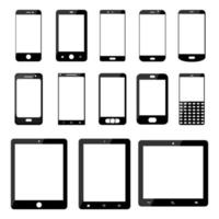 conjunto de iconos de teléfonos inteligentes y tabletas vector