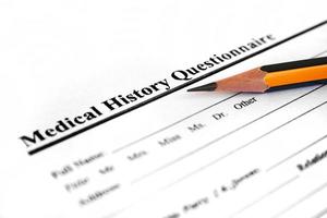 Medical history questionnaire photo