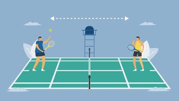 distanciamiento social en el deporte del tenis. vector