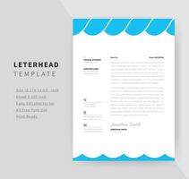 Blue Minimal Wave Design Letterhead Template vector