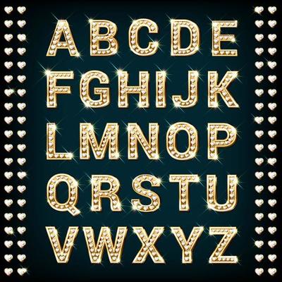 Golden Heart Diamond Alphabet