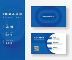 Blue Business Card Template with Layered Circles vector