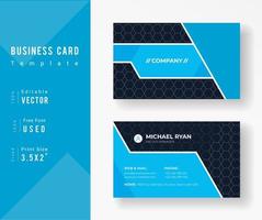 Blue Business Card Template with Hexagon Pattern vector