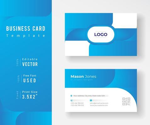 Cyan Gradient rounded Design Business Card Template
