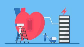 Bradycardia Arrhythmia Concept with Staff Giving Heart Energy vector
