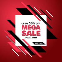 Red Floating Angle Shapes Mega Sale Banner vector