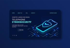 Glowing Blue Mobile Cybersecurity Website vector