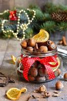 Hazelnuts and christmas spices. photo