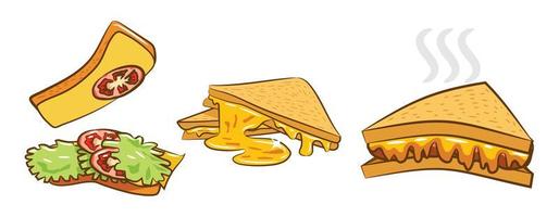 Grilled Cheese Sandwiches Set vector
