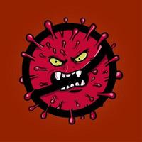 Coronavirus Monster in Warning Symbol