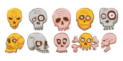 Cartoon Scary Skull Set  vector