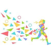 Colorful Female Silhouette Running vector
