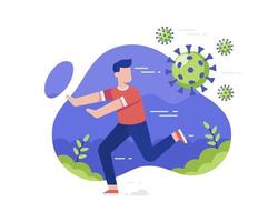 Man Running from Coronavirus vector