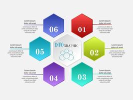 Hexagon infographic with 6 steps vector