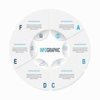 Circular infographic with 6 steps and icons vector