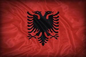 Albania flag pattern on the fabric texture ,vintage style