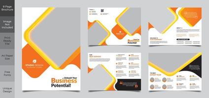 Orange Yellow and White 8 Page Corporate Brochure Template vector