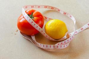 Fruits, vegetables, weight loss, and health care. photo