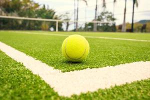 Tennis court with tennis ball photo
