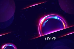 Dark Background with Shiny Neon Pink Bubbles  vector