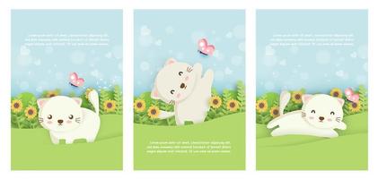 conjunto de tarjetas de gato vector