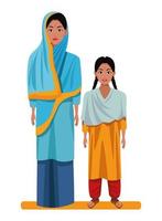 indian mother and daughter vector