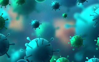 virus azul y verde 2019-ncov vector