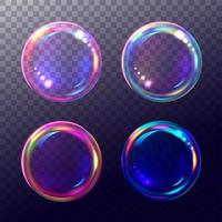 Set of Four Clear Colorful Bubbles vector