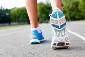 Closeup of runners shoe - running concept. photo
