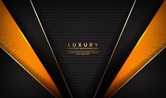 Abstract luxury black and orange background with golden lines vector